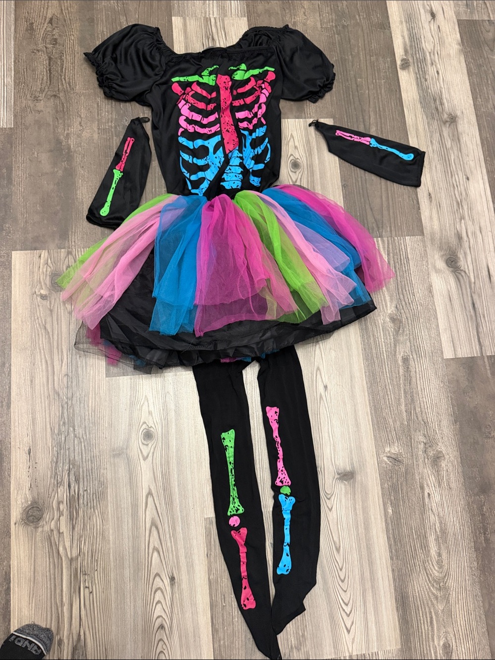 Day of the Dead Neon Skeleton Halloween Costume Large
